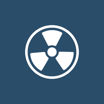 Radioactive symbol on a blue background.